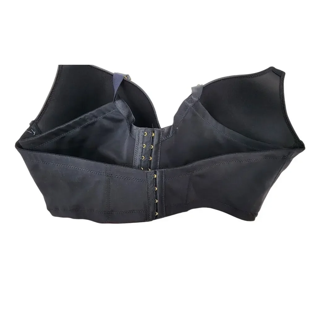 New NWT Ashley Stewart Butterfly Bra PLUNGE Size 46DD Black